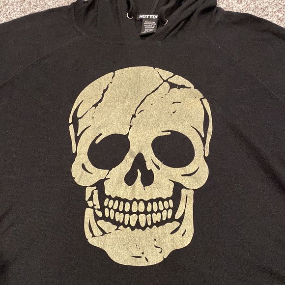 Hot Topic Black Sweater with Gold Skull. Size: SM - Picture 4 of 9